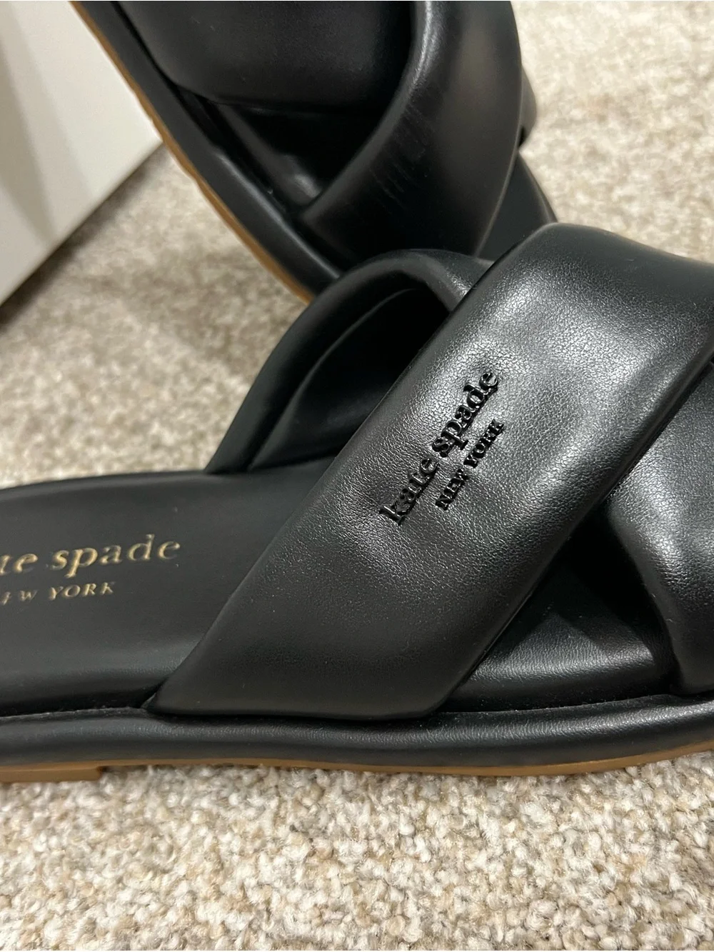 Kate Spade Black Leather Rio Slide Sandals